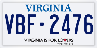 VA license plate VBF2476