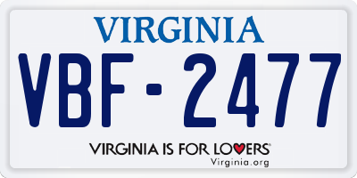 VA license plate VBF2477