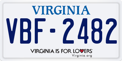 VA license plate VBF2482