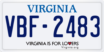 VA license plate VBF2483