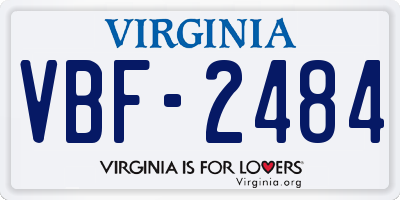 VA license plate VBF2484