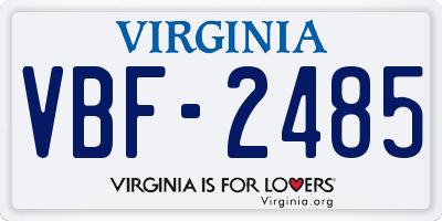 VA license plate VBF2485