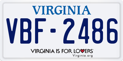 VA license plate VBF2486