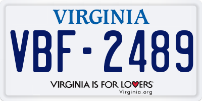 VA license plate VBF2489
