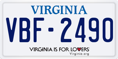 VA license plate VBF2490