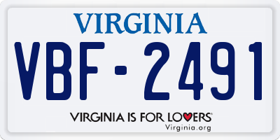 VA license plate VBF2491