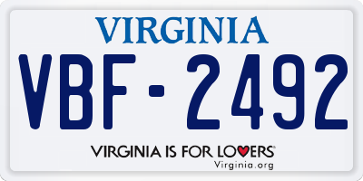 VA license plate VBF2492
