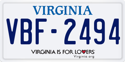 VA license plate VBF2494