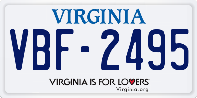 VA license plate VBF2495