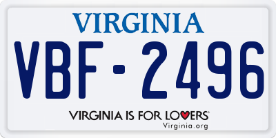 VA license plate VBF2496