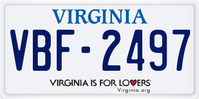 VA license plate VBF2497