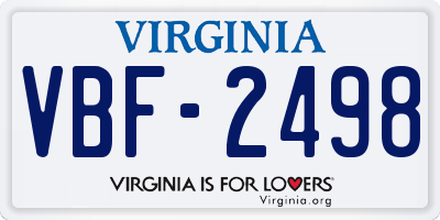 VA license plate VBF2498