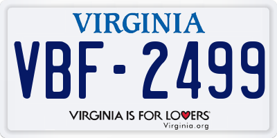 VA license plate VBF2499