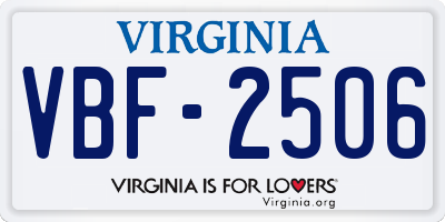 VA license plate VBF2506