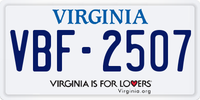 VA license plate VBF2507