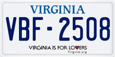 VA license plate VBF2508