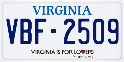 VA license plate VBF2509
