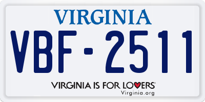 VA license plate VBF2511