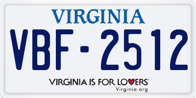 VA license plate VBF2512