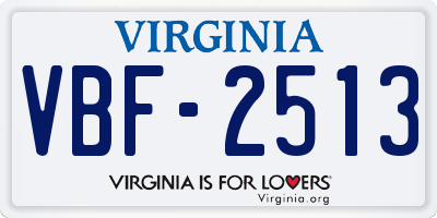 VA license plate VBF2513