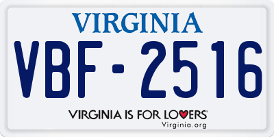 VA license plate VBF2516