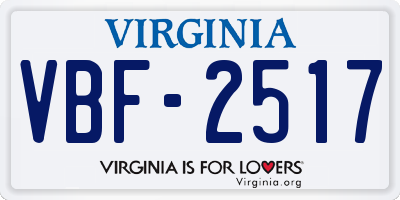 VA license plate VBF2517