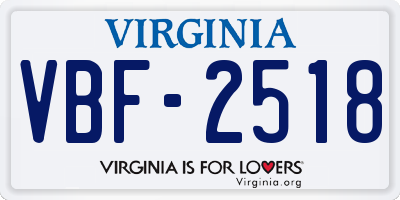 VA license plate VBF2518