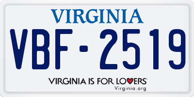 VA license plate VBF2519