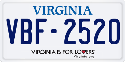 VA license plate VBF2520