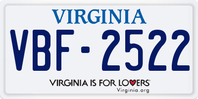 VA license plate VBF2522