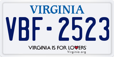 VA license plate VBF2523