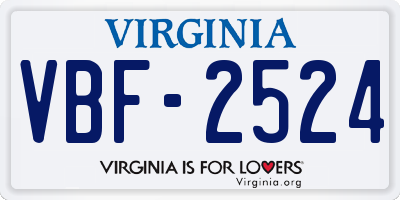VA license plate VBF2524