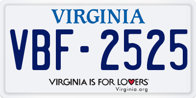 VA license plate VBF2525