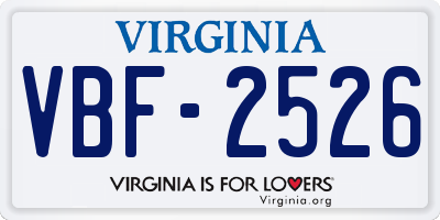 VA license plate VBF2526