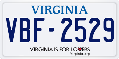 VA license plate VBF2529