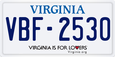 VA license plate VBF2530