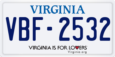 VA license plate VBF2532