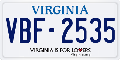 VA license plate VBF2535