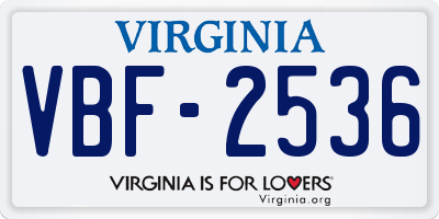 VA license plate VBF2536