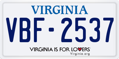 VA license plate VBF2537