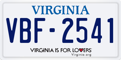 VA license plate VBF2541