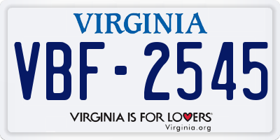 VA license plate VBF2545