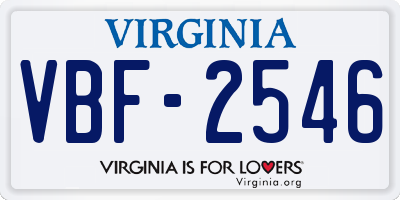 VA license plate VBF2546