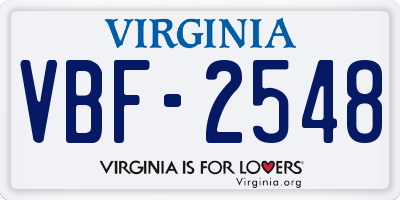 VA license plate VBF2548