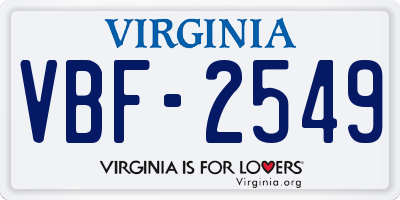 VA license plate VBF2549