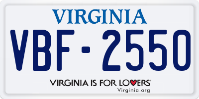 VA license plate VBF2550