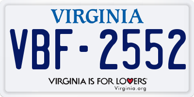 VA license plate VBF2552