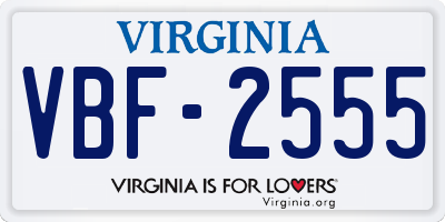 VA license plate VBF2555
