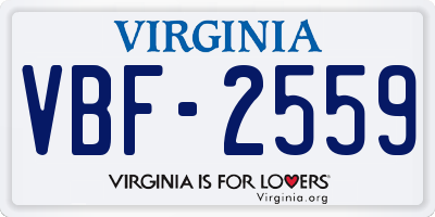 VA license plate VBF2559