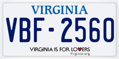 VA license plate VBF2560
